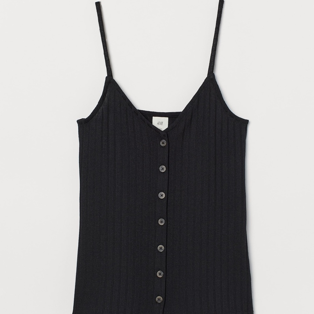 H&M Black Ribbed Button-Up Cami